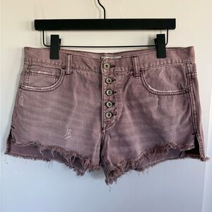 Free People Runaway Button Fly Raw Hem Denim Cut Off Shorts Size 28